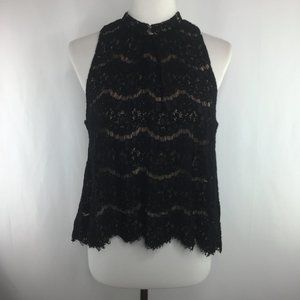 Love Fire black lace sleeveless blouse